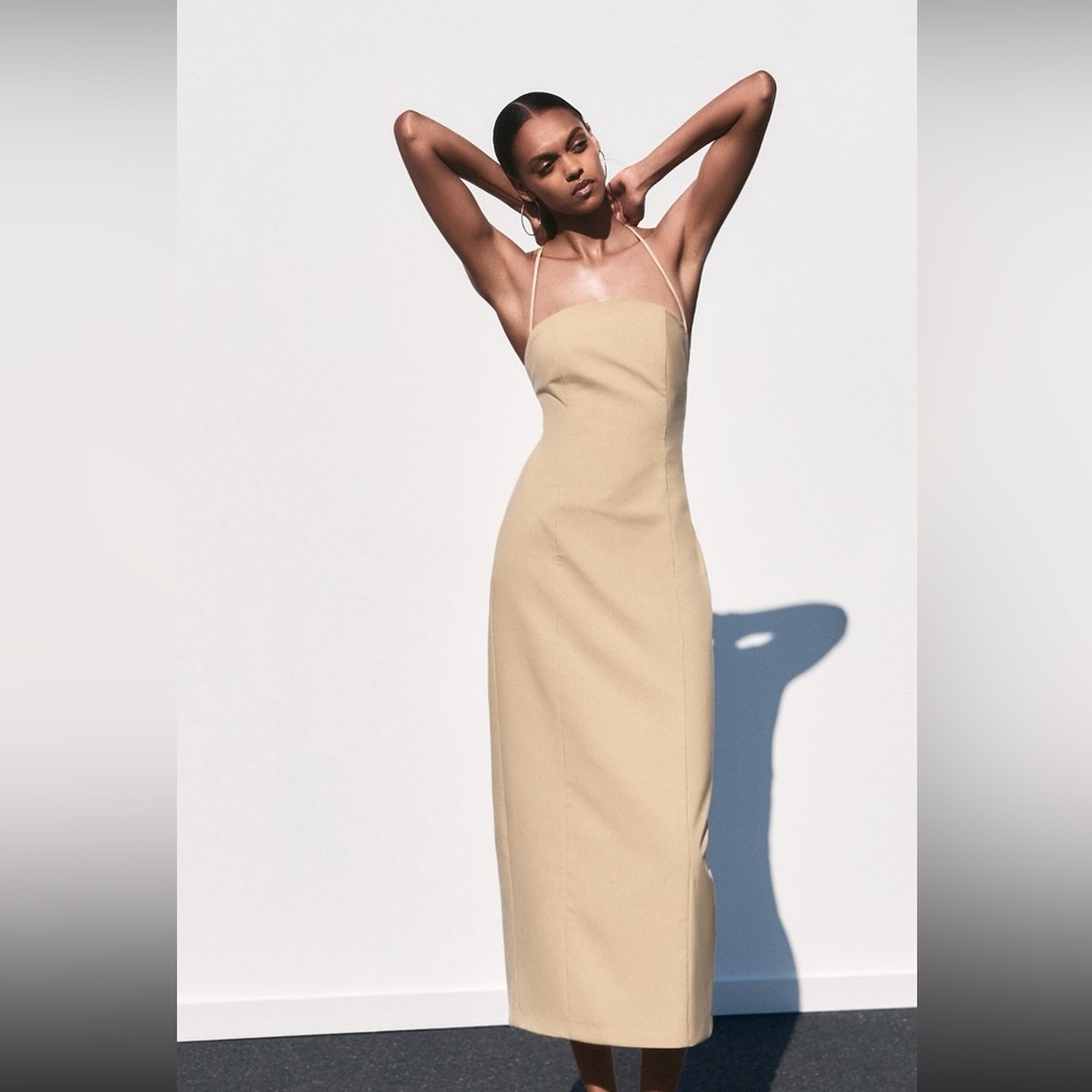Zara Pinstripe Midi Dress